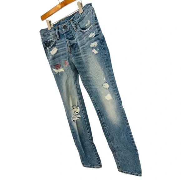 Abercrombie & Fitch Men’s Distressed Skinny Jeans with Patchwork Accents - Picture 3 of 13